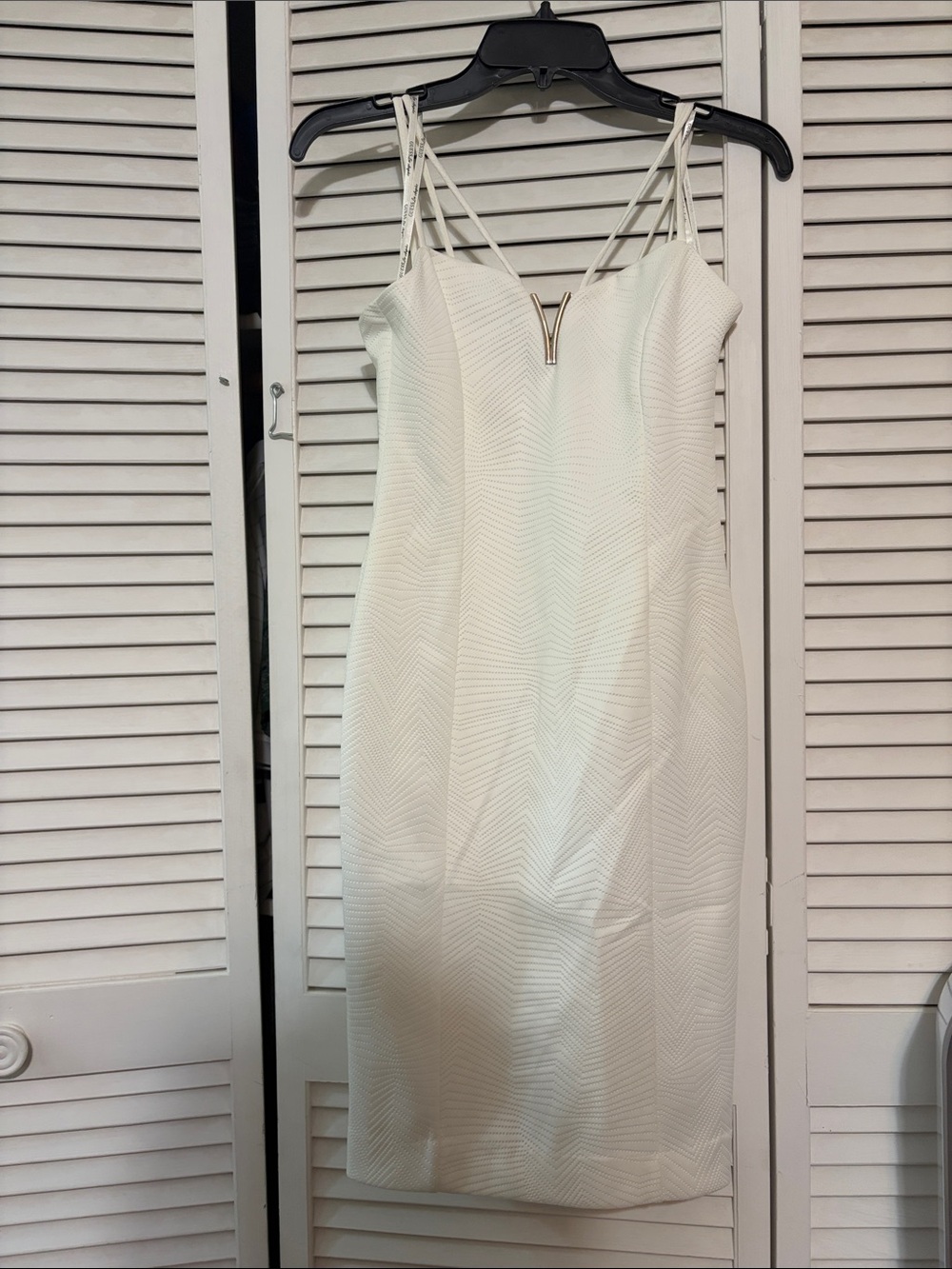 Guess White Midi Sheath Dress with Double Straps